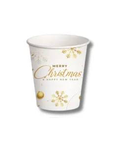 50 Bicchierini di Carta da 75ml Fantasia Christmas Bianco e Oro - Perfetti per il Caffè!