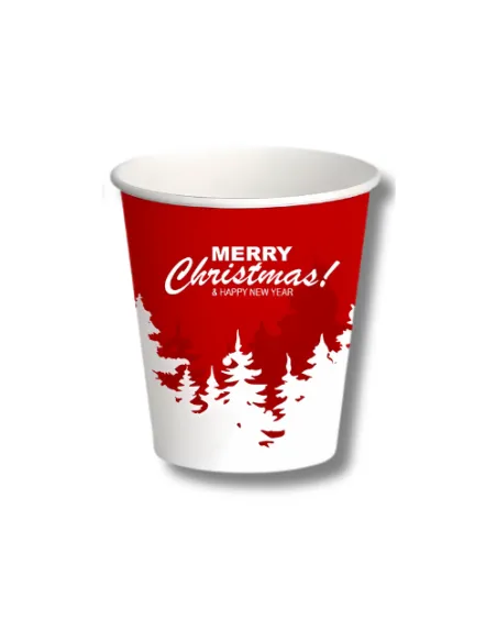 50 Bicchierini di Carta da 75ml Fantasia Foresta Innevata - Perfetti per il Caffè