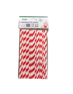 35 Cannucce in Carta Bicolore Rosse e Bianche