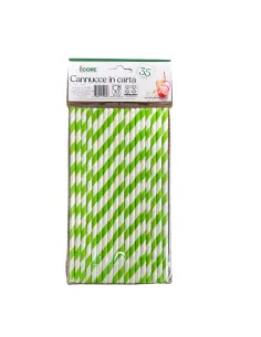 35 Cannucce in Carta Bicolore Verdi e Bianche