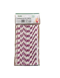 35 Cannucce in Carta Bicolore Viola e Bianche