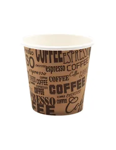 50 Bicchieri Monouso in Carta da 75ml Marroni con Scritte - Stile e Praticità