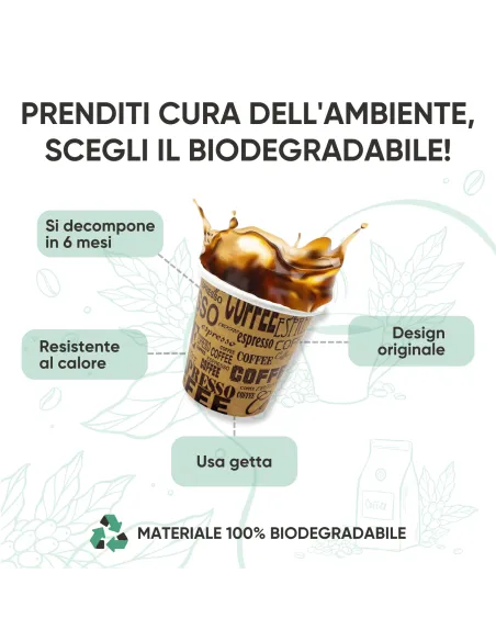 50 Bicchieri Monouso in Carta da 75ml Marroni con Scritte - Stile e Praticità