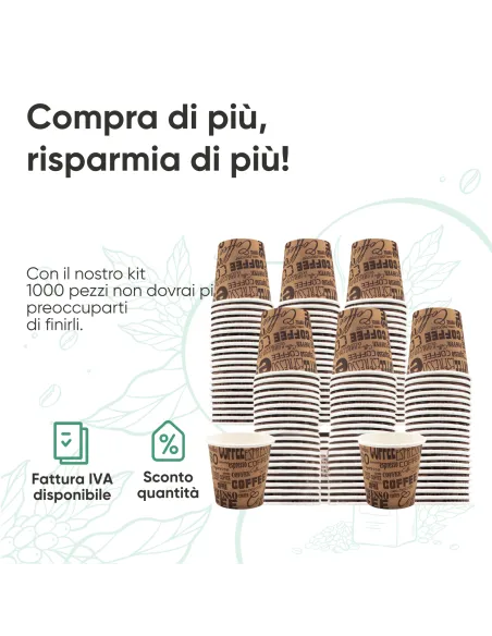50 Bicchieri Monouso in Carta da 75ml Marroni con Scritte - Stile e Praticità