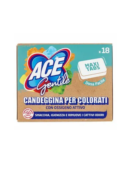 ACE Gentile Maxi Tabs - Candeggina per Colorati con Ossigeno Attivo - 18 Compresse