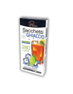 Sacchetti per Ghiaccio - 10 Buste per 280 Cubetti - Chiusura Facile