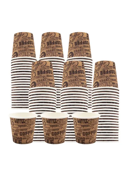 1000 Bicchieri Monouso in Carta da 75ml Marroni con Scritte - Stile e Praticità