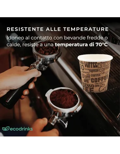 1000 Bicchieri Monouso in Carta da 75ml Marroni con Scritte - Stile e Praticità
