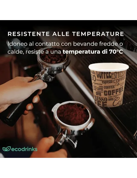 1000 Bicchieri Monouso in Carta da 75ml Marroni con Scritte - Stile e Praticità
