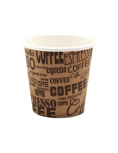 1000 Bicchieri Monouso in Carta da 75ml Marroni con Scritte - Stile e Praticità