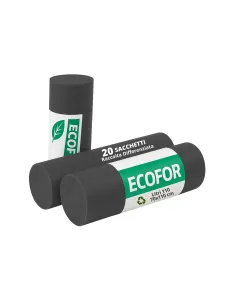ECOFOR 10 Sacchetti - 70x110 -  Raccolta Differenziata Nero - 110 Litri - Made in Italy