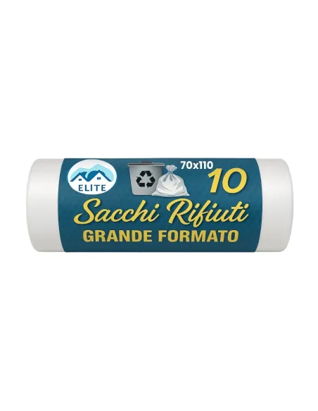 10 Sacchetti - 70x110 -  Raccolta Differenziata Bianco - 110 Litri - Made in Italy