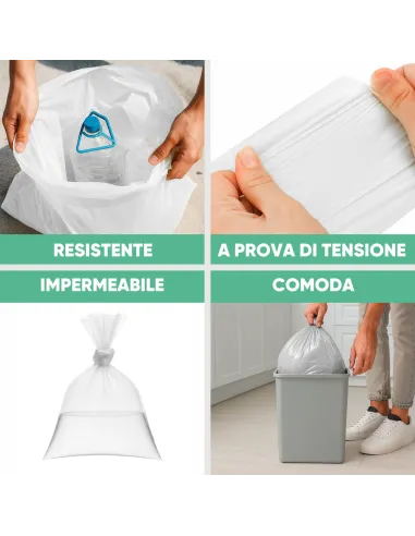10 Sacchetti - 70x110 - Raccolta Differenziata Bianco - 110 Litri - Made in Italy