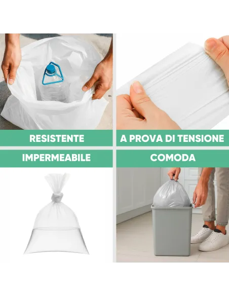 10 Sacchetti - 70x110 - Raccolta Differenziata Bianco - 110 Litri - Made in Italy