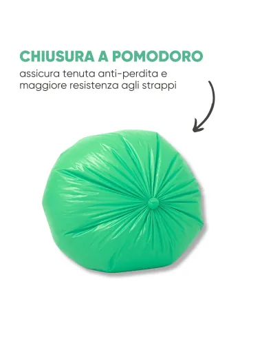 10 Sacchetti - 70x110 - Raccolta Differenziata Verde - 110 Litri - Made in Italy