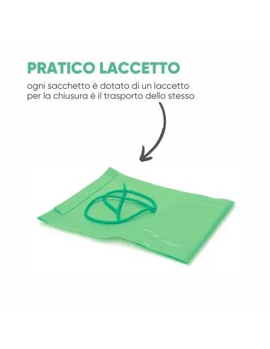 10 Sacchetti - 70x110 - Raccolta Differenziata Verde - 110 Litri - Made in Italy