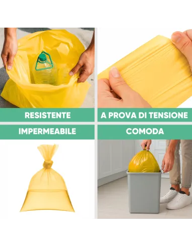 10 Sacchetti - 70x110 - Raccolta Differenziata Giallo - 110 Litri - Made in Italy