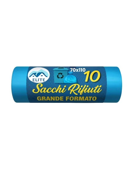10 Sacchetti - 70x110 - Raccolta Differenziata Celeste - 110 Litri - Made in Italy