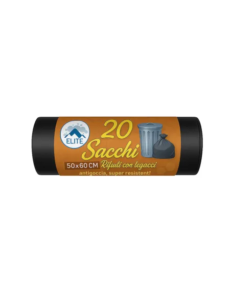 20 Sacchetti - 50X60cm - Raccolta Differenziata Nero - 30 Litri - Made in Italy
