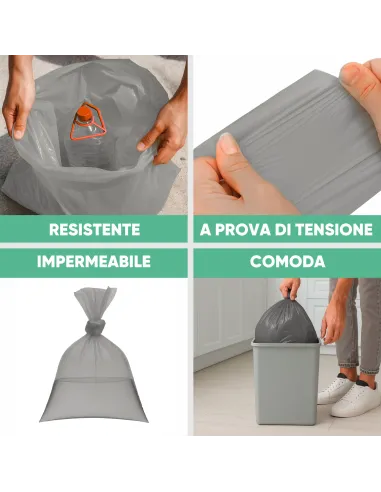 20 Sacchetti - 50X60cm - Raccolta Differenziata Nero - 30 Litri - Made in Italy