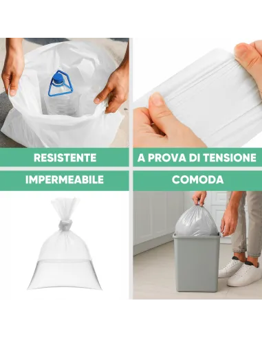 20 Sacchetti - 50X60cm - Raccolta Differenziata Trasparenti - 30 Litri - Made in Italy