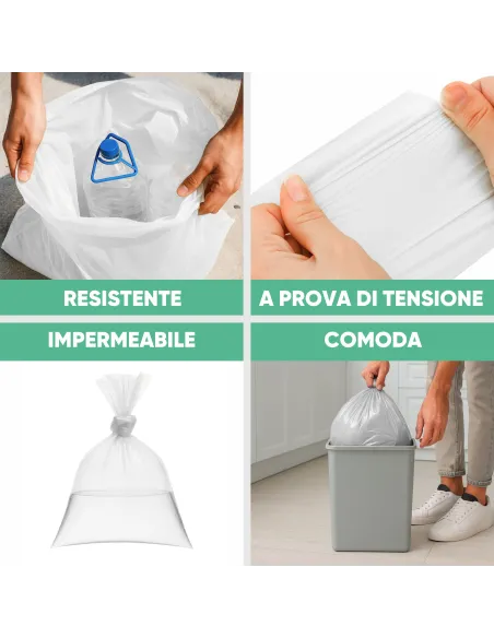 20 Sacchetti - 50X60cm - Raccolta Differenziata Trasparenti - 30 Litri - Made in Italy