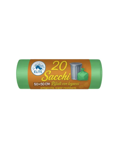 20 Sacchetti - 50X60cm - Raccolta Differenziata Verde  - 30 Litri - Made in Italy