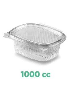 50 Vaschette Trasparenti Ovali 1000cc con Coperchio – Maxi Contenitori Alimentari per Asporto