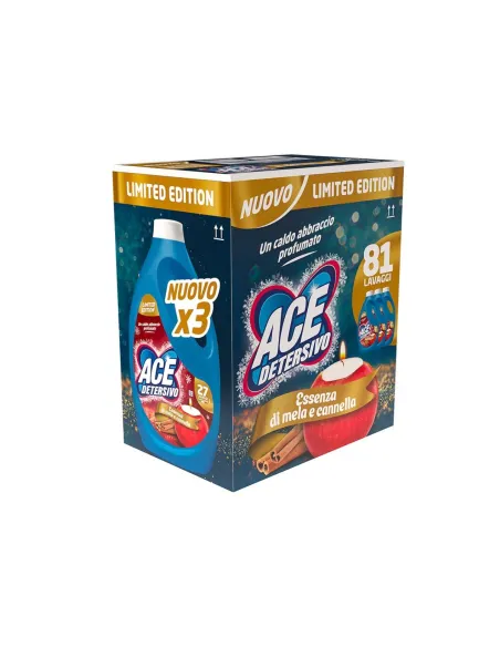 ACE Detersivo Liquido Limited Edition - Essenza di Mela e Cannella - Confezione x3 - 81 Lavaggi