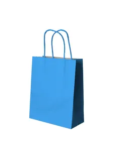 25 Shopper in Carta Azzurra con Manici Ritorti - 24x8x18 cm– Eleganti