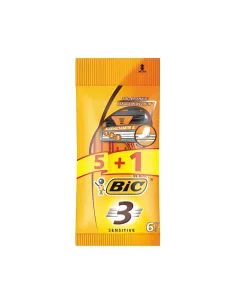 BIC 3 Sensitive – Confezione da 6 Rasoi | Rasatura Delicata con Aloe e Vitamina E