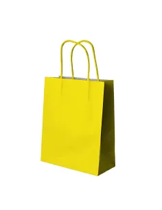25 Shopper in Carta Gialla 24x8x18 cm con Manici Ritorti – Eleganti