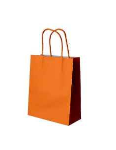 25 Shopper in Carta Arancione 24x8x18 cm con Manici Ritorti – Eleganti