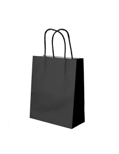 25 Shopper in Carta Nera 24x8x18 cm con Manici Ritorti – Eleganti