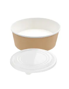 50 Ciotole Pokè 750ml - Bianco e Avana - Ø140mm H55mm con Coperchio – Ideale per Asporto e Delivery