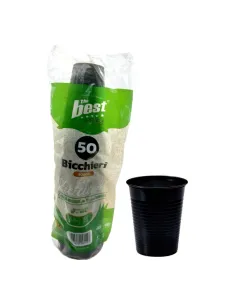 THE BEST 50 Bicchieri in Plastica Nero da 200 ml