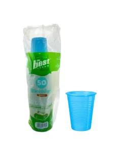 THE BEST 50 Bicchieri in Plastica Celeste da 200 ml