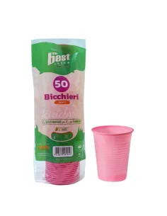 THE BEST 50 Bicchieri in Plastica Rosa da 200 ml