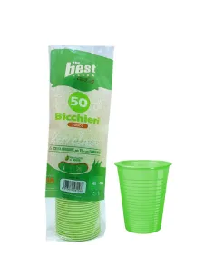 THE BEST 50 Bicchieri in Plastica Verde da 200 ml