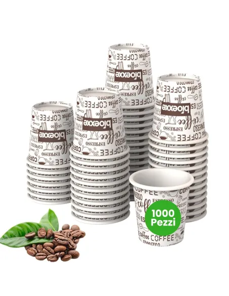 OMAGGIO - 1.000 Bicchieri Monouso in Carta da 75ml - Bianchi : 10 stecche da 100 pz