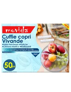 50 Cuffie Coprivivande Misura XL – Riutilizzabili con Chiusura Elastica | Ideali per Piatti