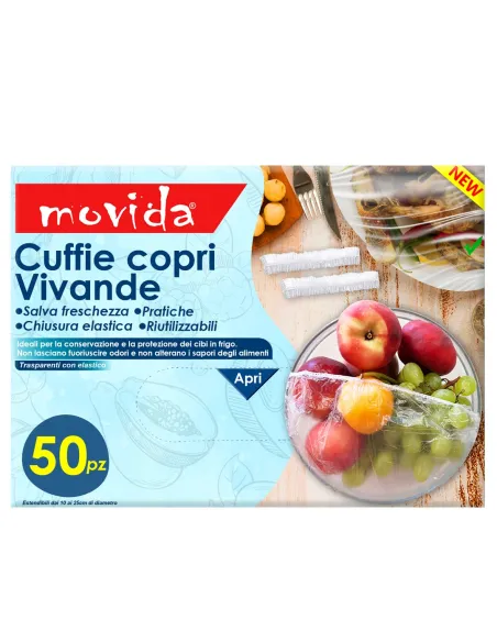 50 Cuffie Coprivivande Misura XL – Riutilizzabili con Chiusura Elastica | Ideali per Piatti