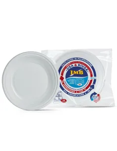 20 Piatti Fondi IMB in Plastica Bianchi Riutilizzabili - Eleganza e Sostenibilità