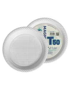 40 Piatti Fondi Riutilizzabili Ø22 cm – Modello T50 Magna