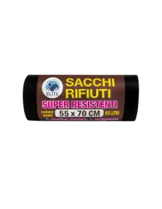 21 Sacchi Rifiuti Neri Super Resistenti 55x70 cm – 50 Litri – Plastica Riciclata Elite