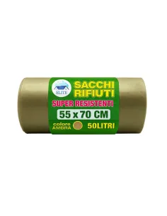21 Sacchi Rifiuti Ambra Super Resistenti 55x70 cm – 50 Litri – Elite