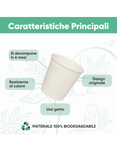 100 Bicchieri in Cartoncino 210 ml con Coperchio – Ecologici e Riciclabili | Ecodrinks