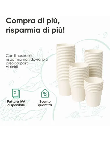100 Bicchieri in Cartoncino 210 ml con Coperchio – Ecologici e Riciclabili | Ecodrinks