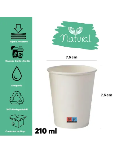 100 Bicchieri in Cartoncino 240 ml con Coperchio – Ecologici e Riciclabili | Ecodrinks