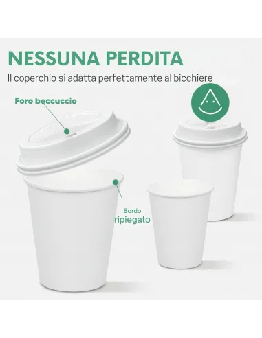 100 Bicchieri in Cartoncino 360 ml con Coperchio in Plastica – Ecologici e Riciclabili | Ecodrinks